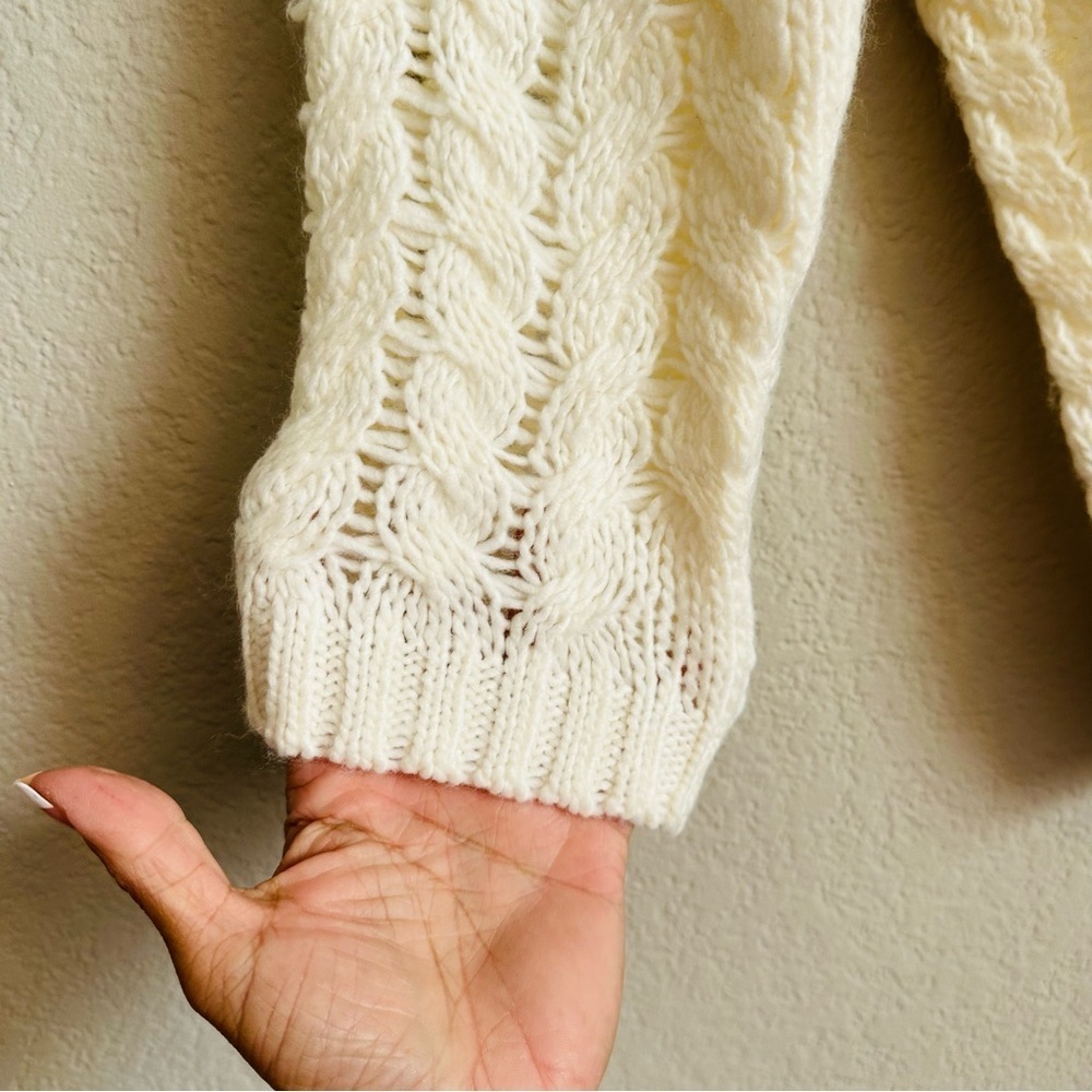Joe Fresh Women's Pullover Sweater Size Small Ivory 100% Acrylic Cable Knit - Picture 9 of 11